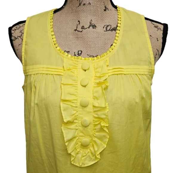 Michael Kors Ruffle Detail Yellow Top MICHAEL Michael Kors Size M - Picture 5 of 13